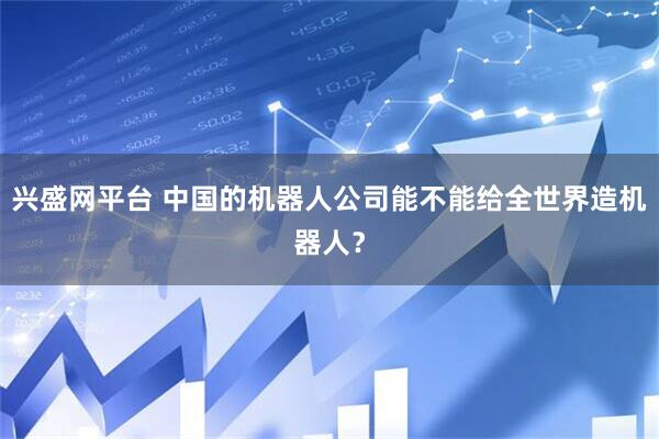 兴盛网平台 中国的机器人公司能不能给全世界造机器人？